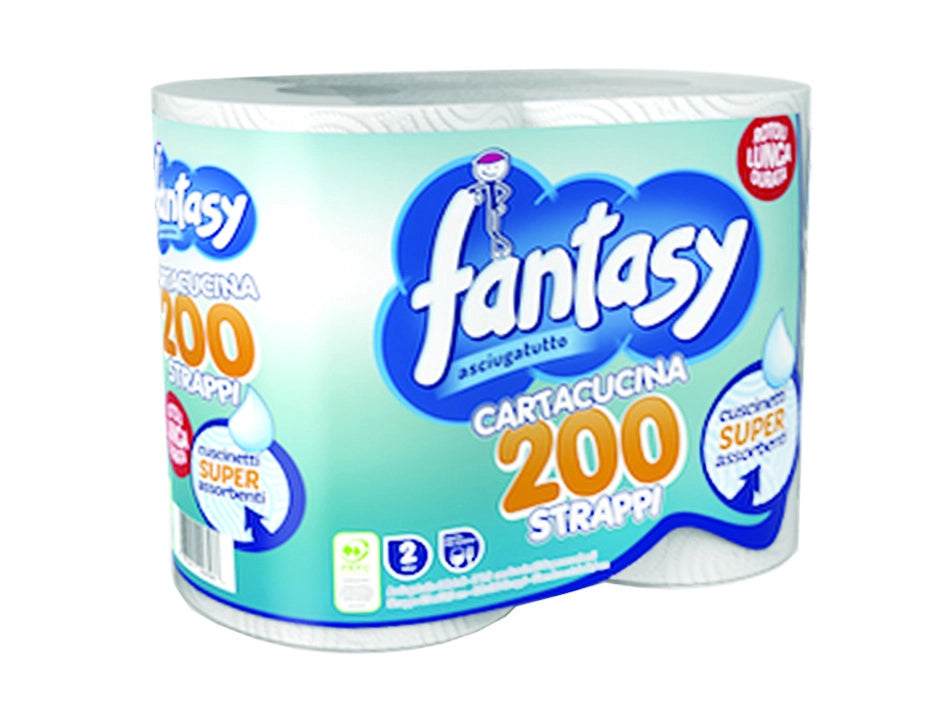 CARTACUCINA 200 STRAPPI 2 VELI- - conf. da 2 rotoli - 12 pezzi FANTASY