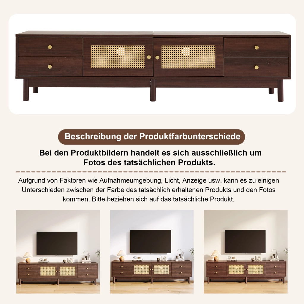 Cassettiera TV marrone in truciolato lunga 180 cm