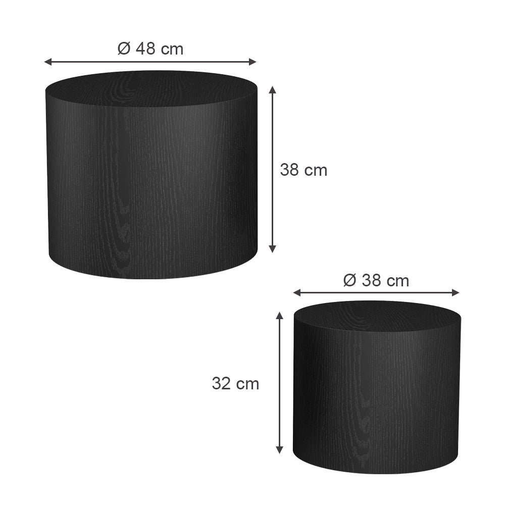 Vicco Set di tavolini Nero 48 x 48 cm