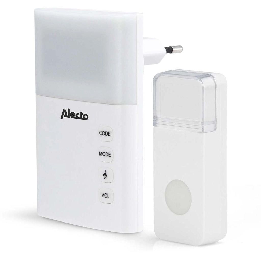 Campanello wireless alimentato a rete 36 melodie con indicatore LED Bianco Alecto