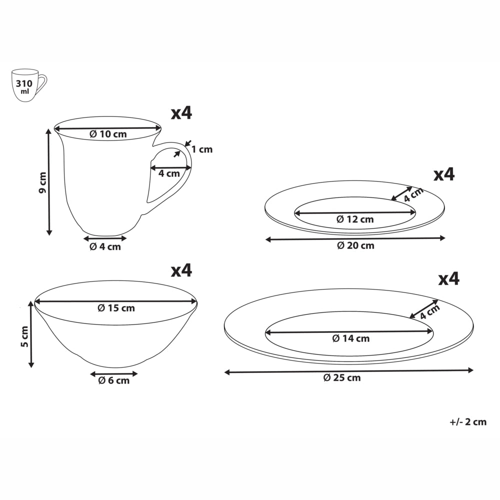 Set di 16 stoviglie porcellana bianca fatti a mano con finitura lucida Servizio per 4 persone Design classico Cucina Sala da pranzo