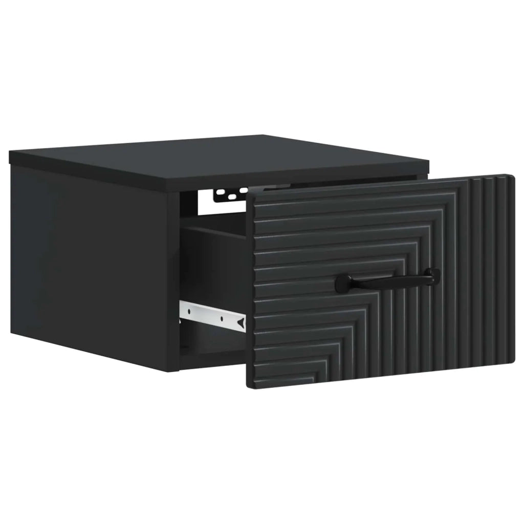 Set di 2 Comodini | Armadio da Notte | Mobiletto da notte a muro Nero 34,5 x 33 x 20 cm