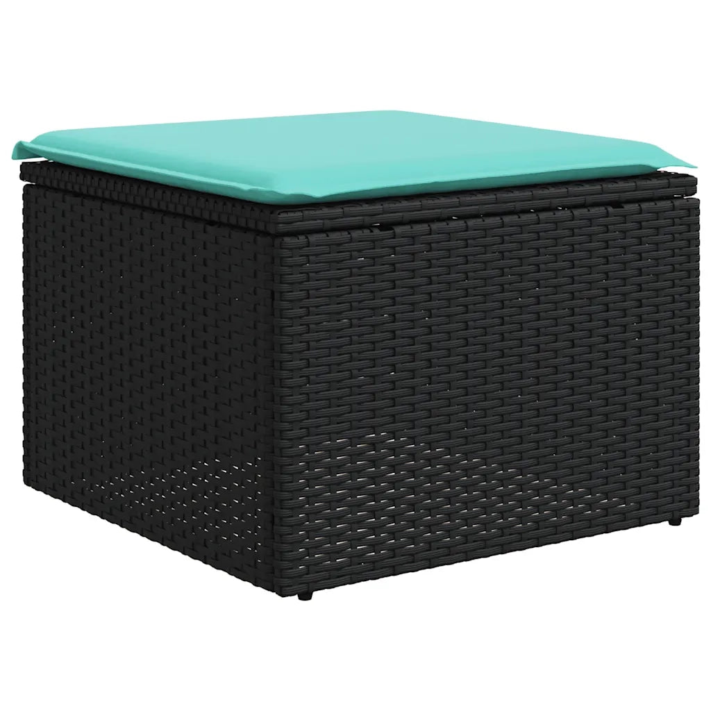 Set Divani da Giardino 10 pz con Cuscini Nero in Polyrattan