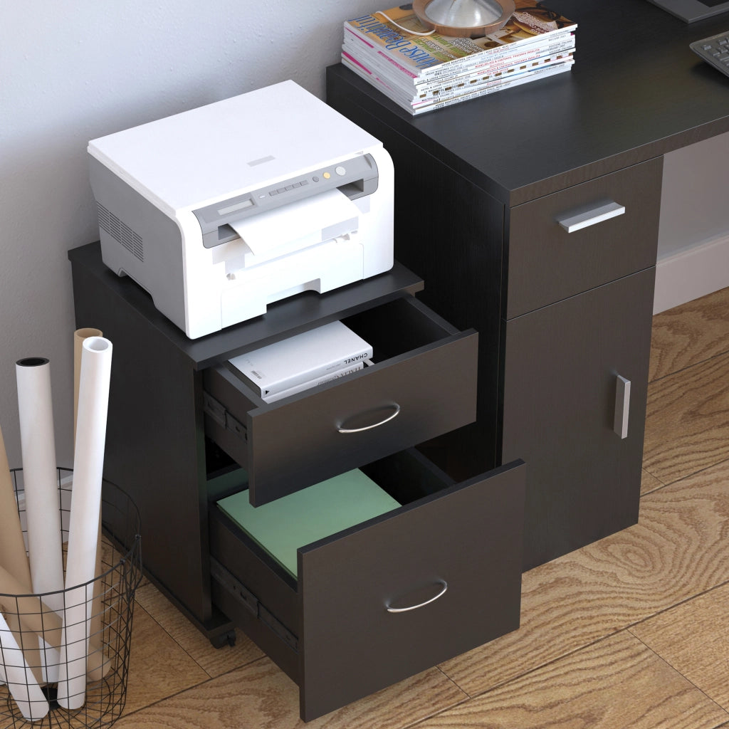 Cassettiera con Ruote ¨C zephmum ¨C Legno Nero 60x40x80