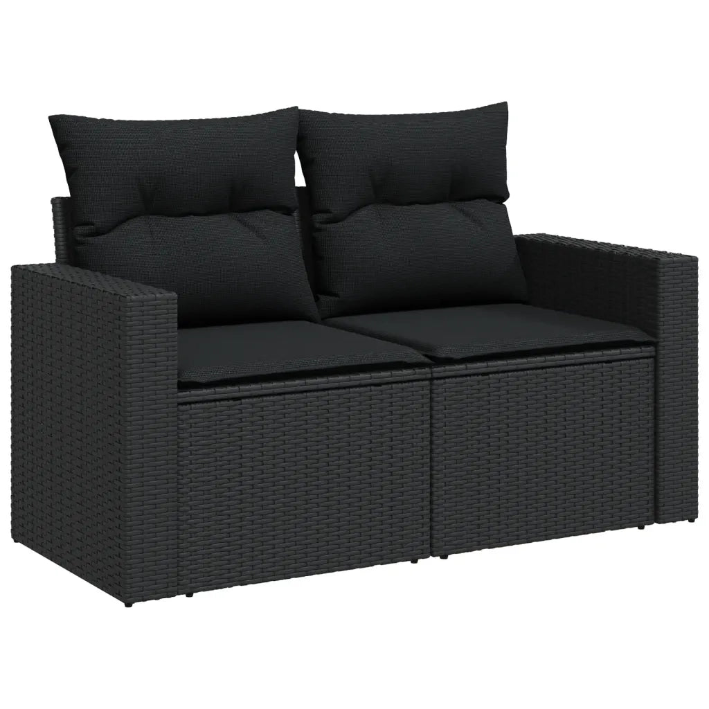 Set Divani da Giardino 9 pz con Cuscini Nero in Polyrattan 3256538