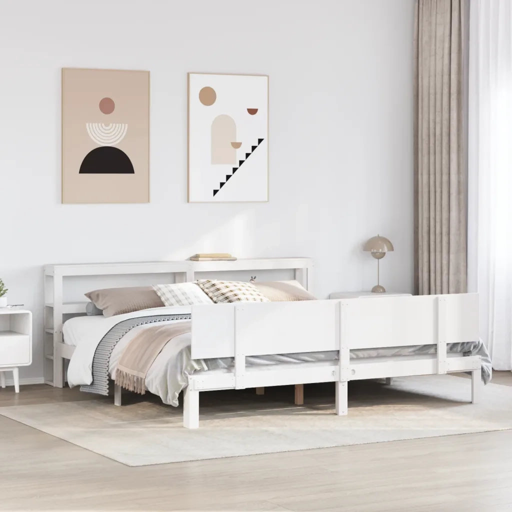 Giroletto con Testiera senza Materasso-Struttura Letto Bianco 200x200 cm 988754