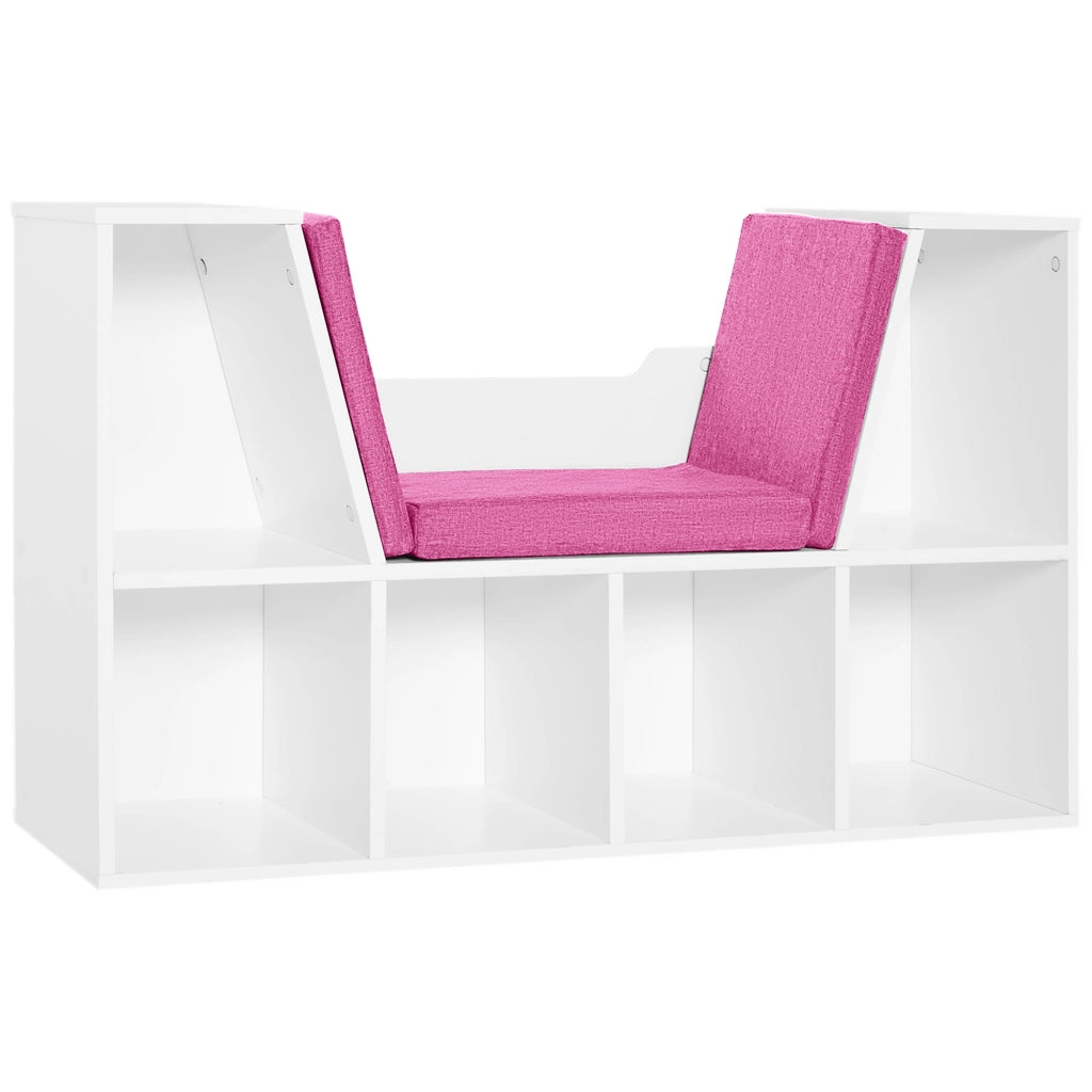 Libreria con Seduta e 6 Cubi ¨C Minimal ¨C 102x30x61 Bianco e Rosa
