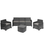 SET GARDA RATTAN SALOTTINO 5 POSTI ANTRACITE CON CUSCINI