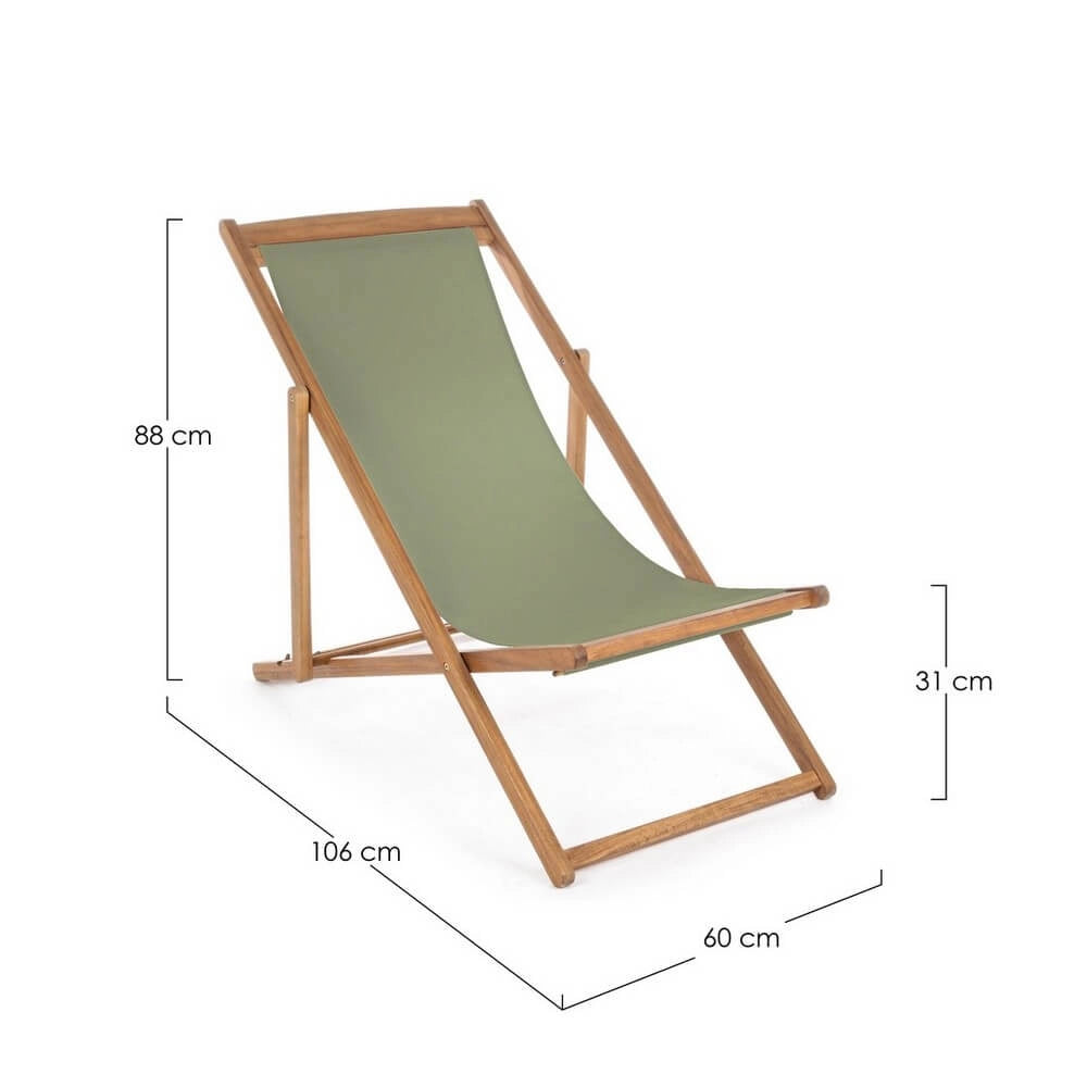 Set di 4 Sdraio Relax Pieghevoli in Legno di Acacia con Tessuto - SERENITY