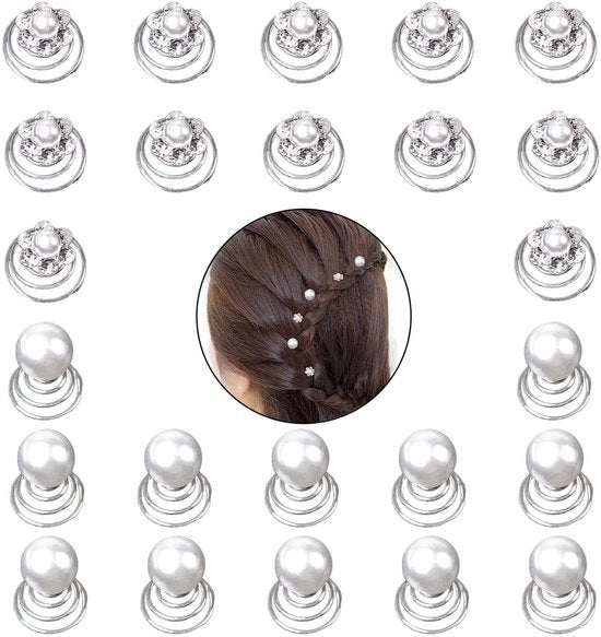 24 pezzi di spille per capelli a spirale - cristalli di rhinestone e perle per capelli - accessori per capelli per donne e ragazze (2 stili) - moda da sposa elegante