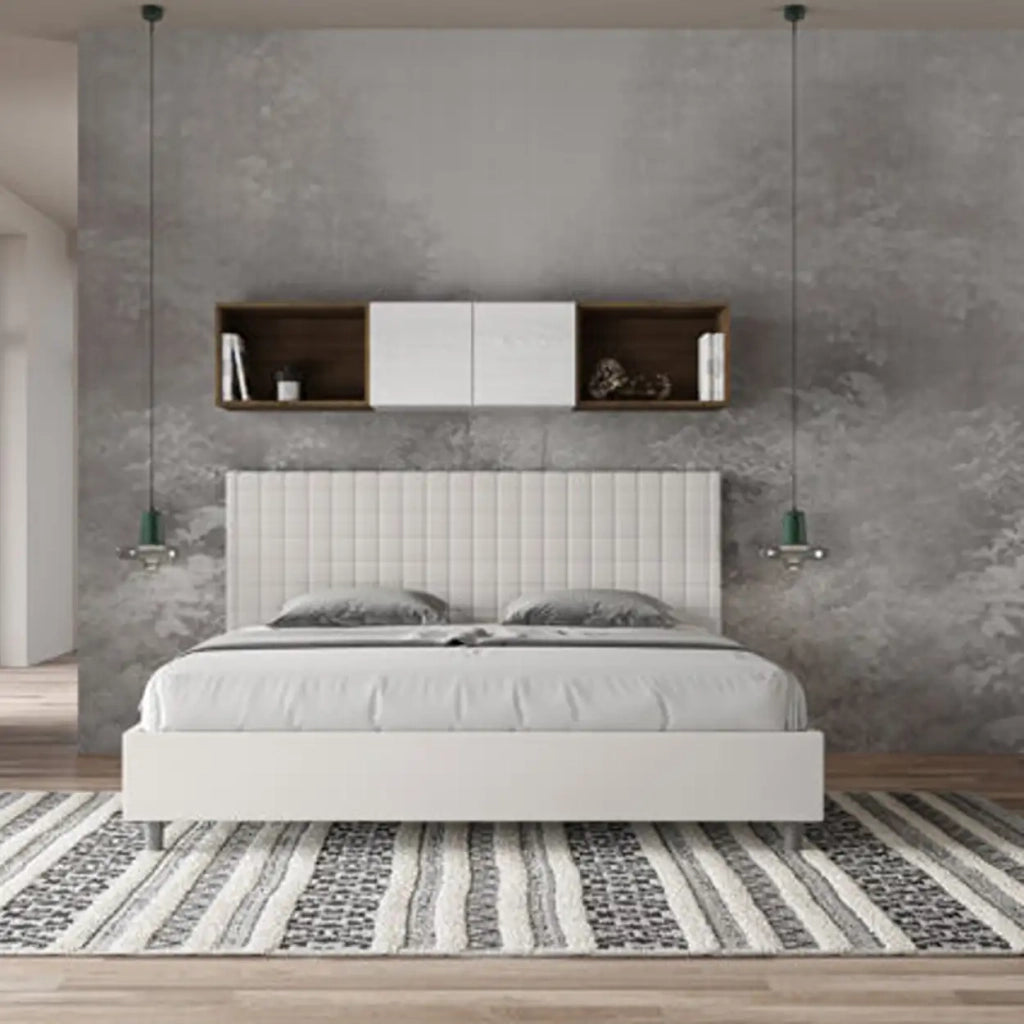 Letto senza rete imbottito 180x200 similpelle bianco Sunny