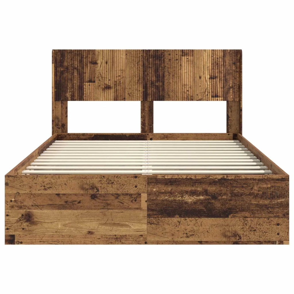 Struttura del letto con stoccaggio e testata Legno antico 3414241