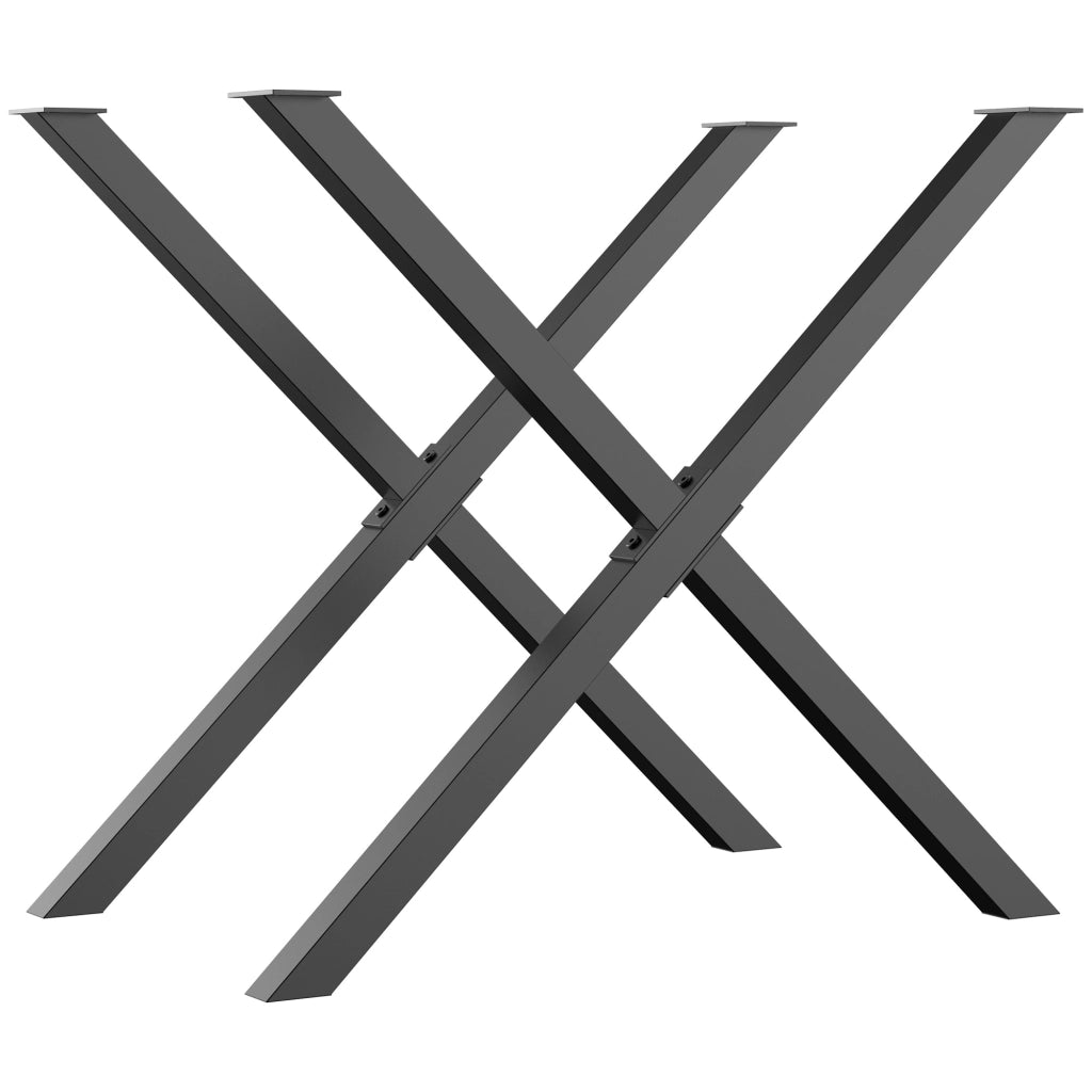 Gambe per Tavolo a X in Acciaio ¨C Xylo ¨C Nero, 80x72 cm, Set 2 Pezzi con Viti