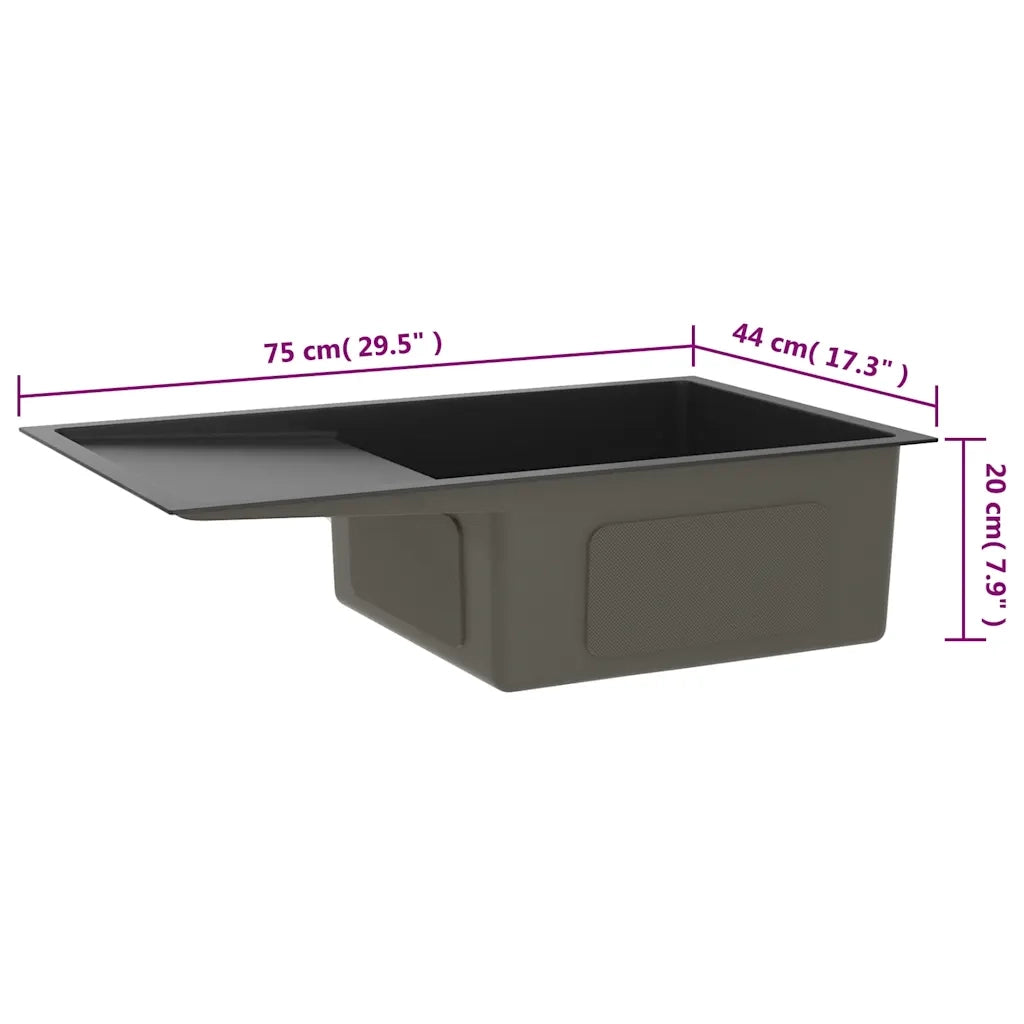 Lavello da Cucina Lavorato a Mano Nero Acciaio Inox CFW6828589