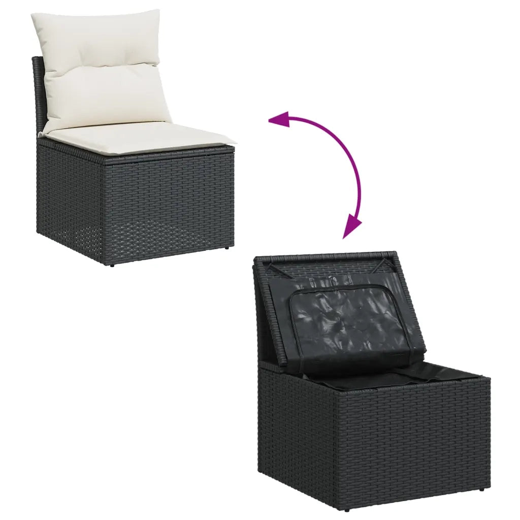 Set Divani da Giardino 11 pz con Cuscini in Polyrattan Nero 3256658