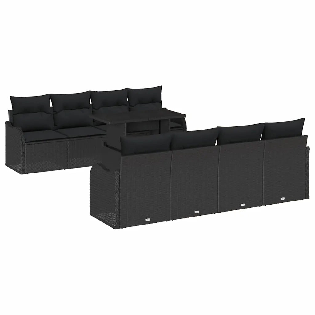 Set Divano da Giardino con cuscino 7 pcs Nero polyrattan 3348429