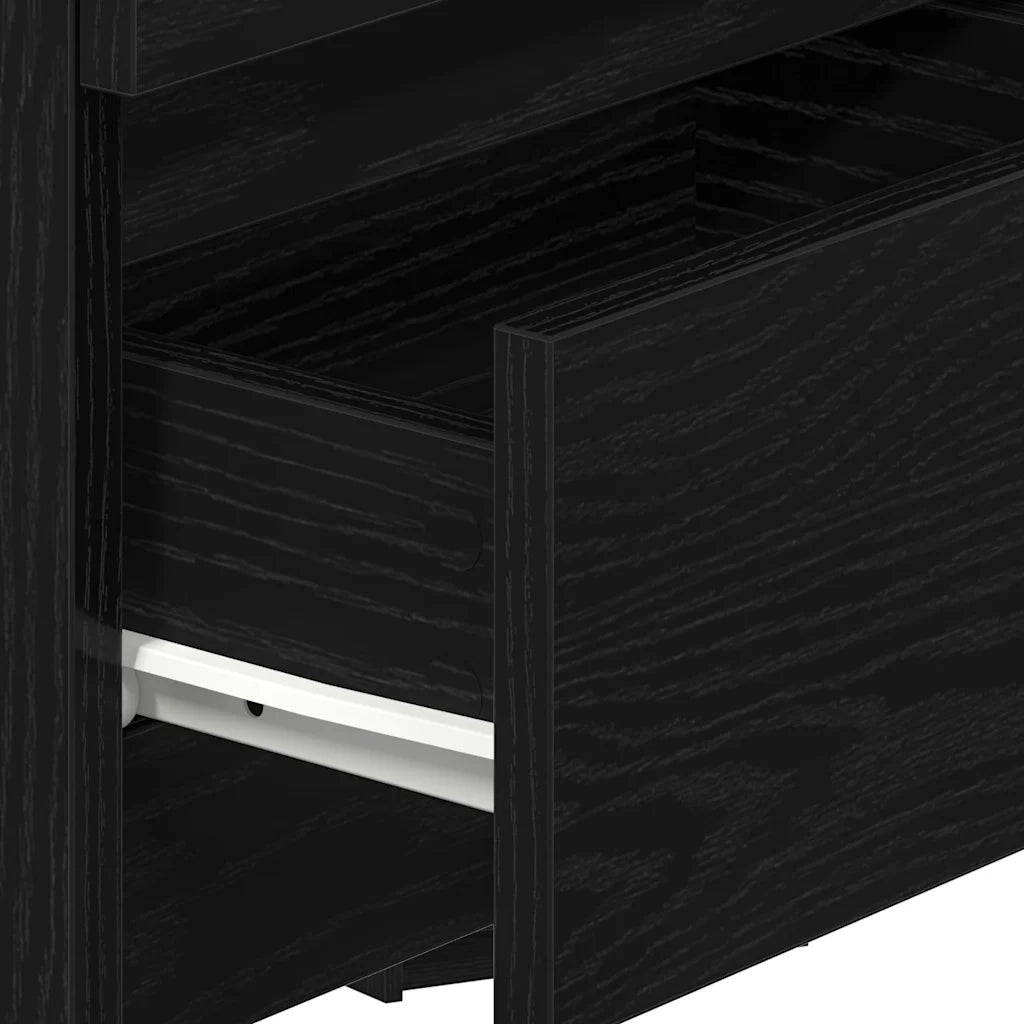 Comodino | Armadio da Notte | Mobiletto da notte con 2 Cassetti Nero 40x33x60 cm