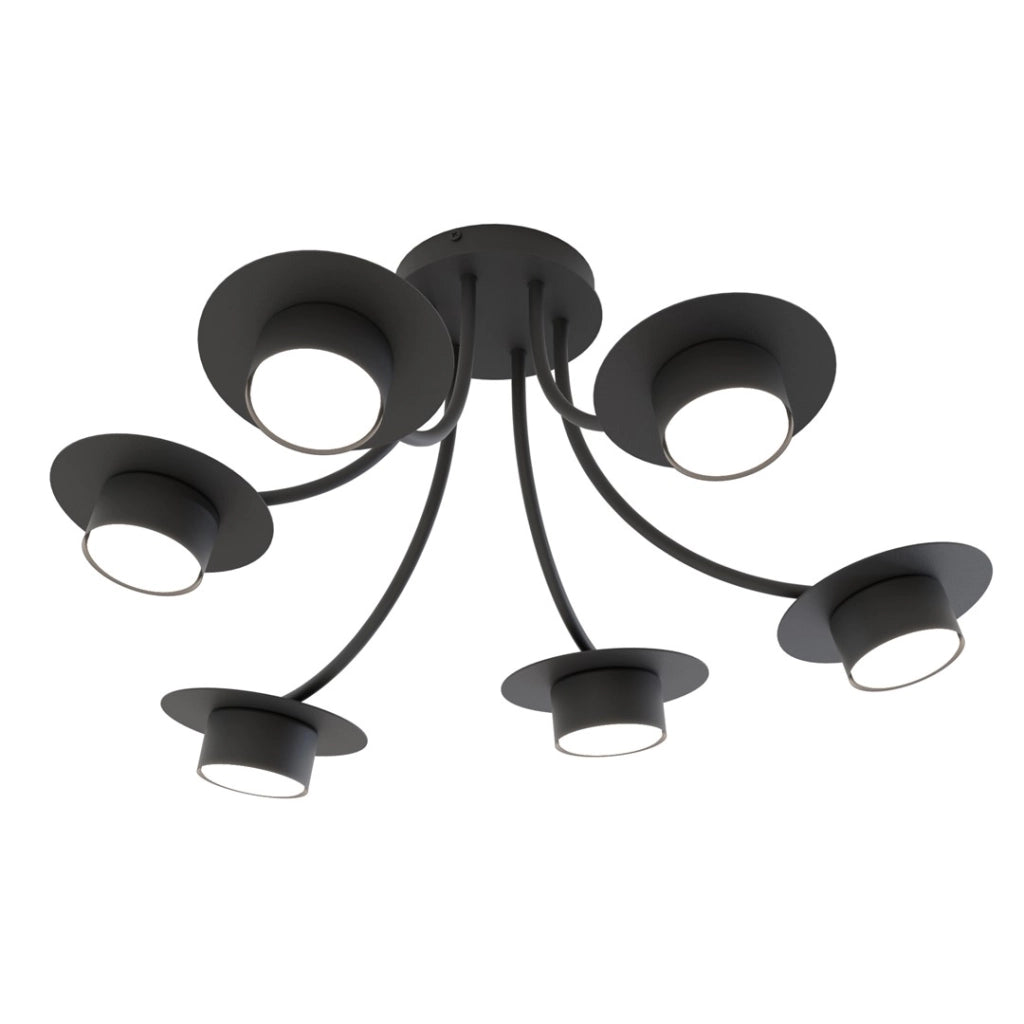Plafoniera ENSO elegante nera metallo 6 luci GX53 12W Emibig