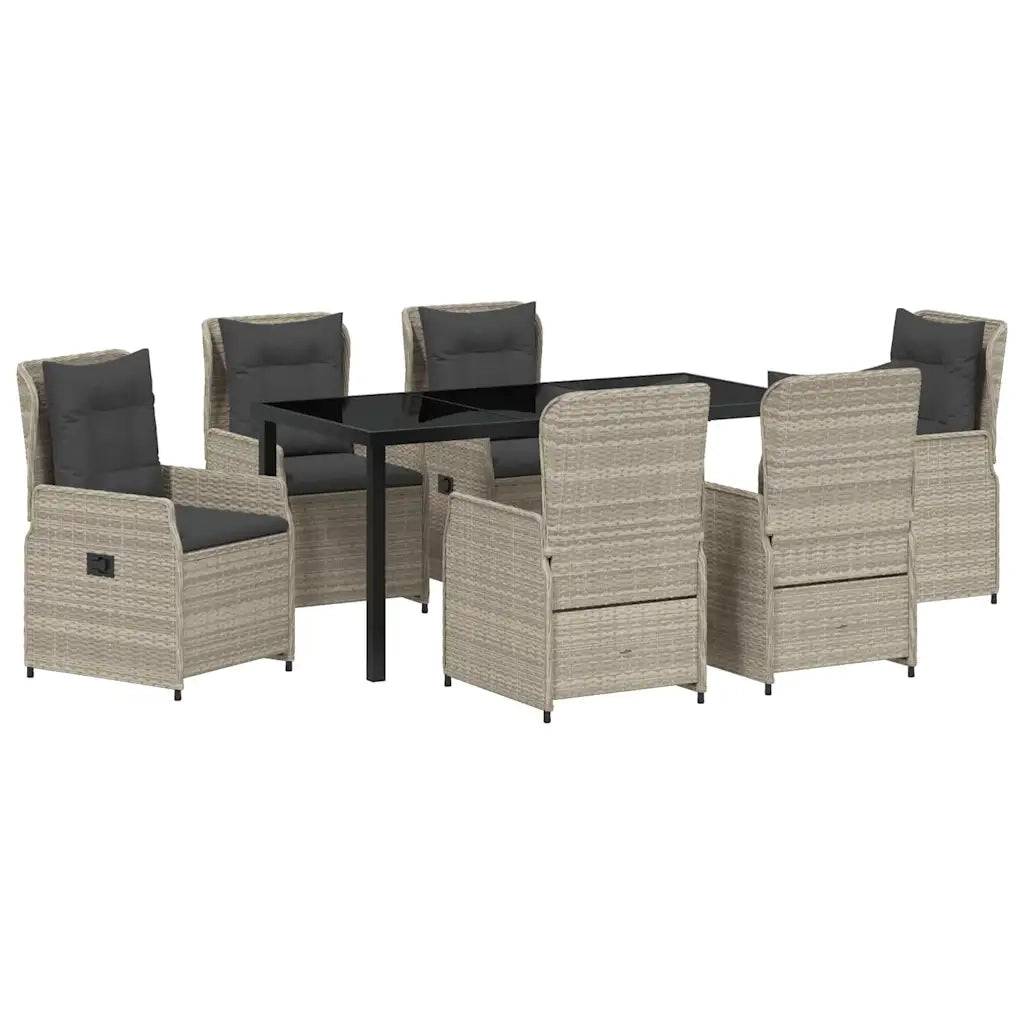 Set da Pranzo per Giardino 7 pcs Grigio chiaro polyrattan