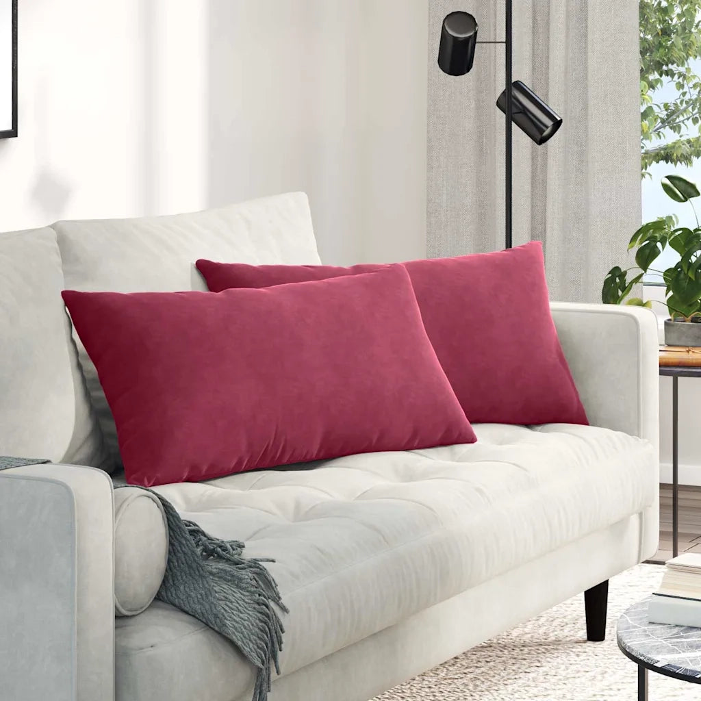 Cuscini da Divano 2 pcs Rosso Vino 80 x 40 cm Tessuto in Cords 42013718