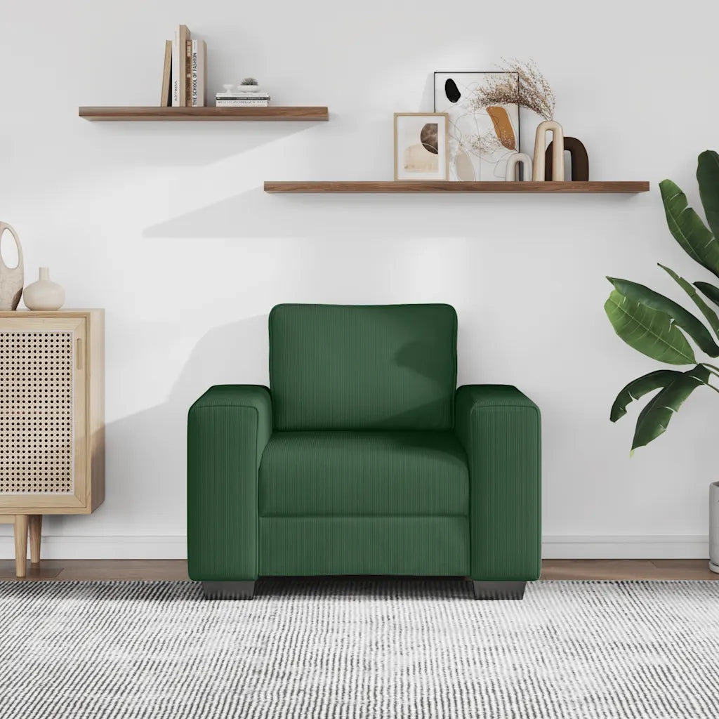 Divano Sedia-Poltrona-Sofa Relax Verde Scuro 60 cm Tessuto di Velluto a Coste