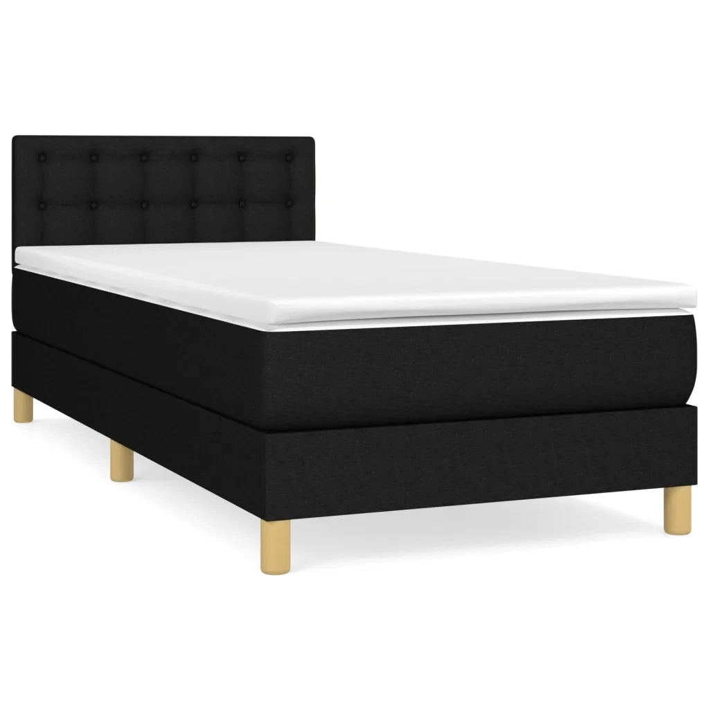 Giroletto a Molle con Materasso-Struttura Letto Nero 80x200 cm inTessuto 881370