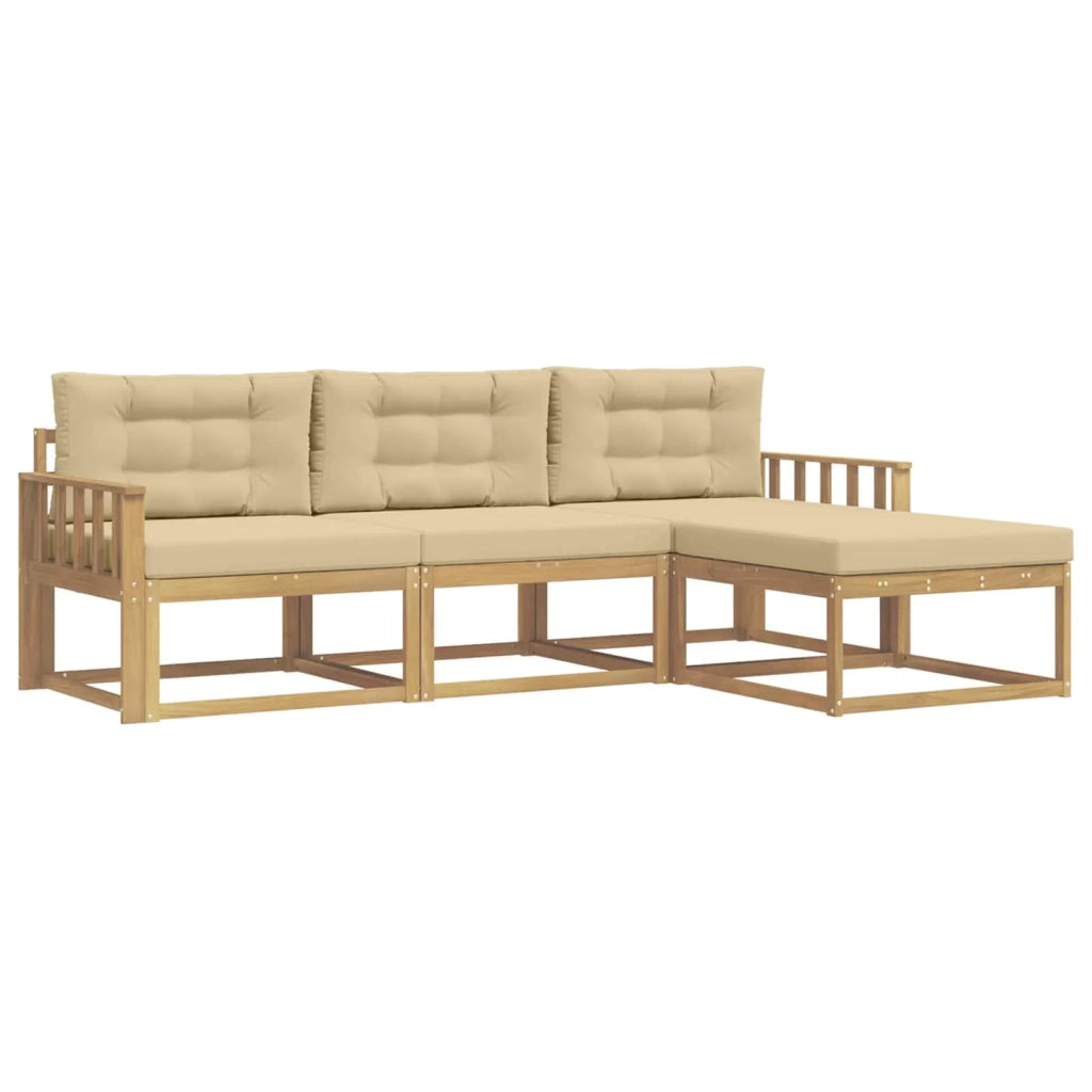 Set di divani da esterno 4 pz Bianco e Beige Poliestere 3386267