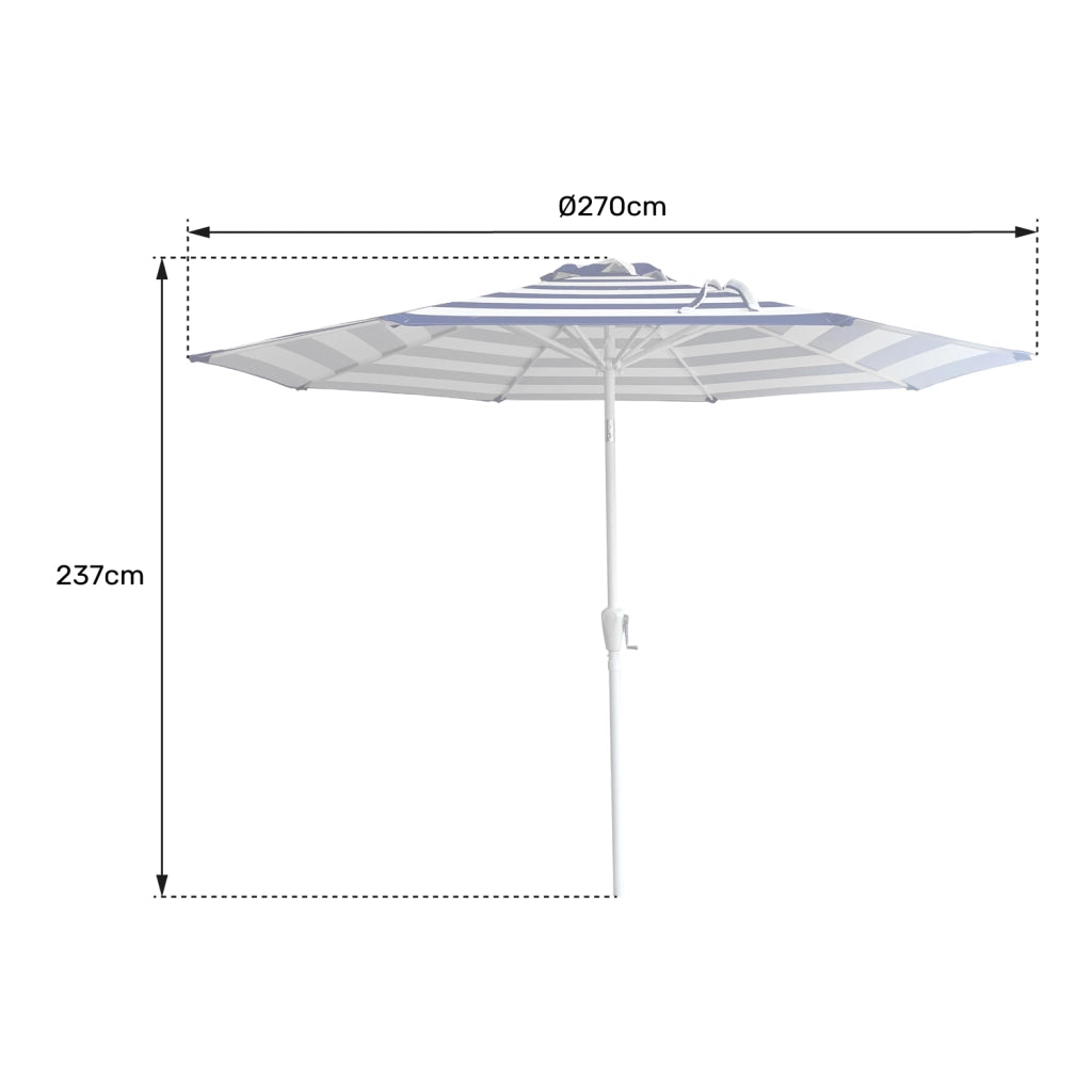 BANDOLOmbrellone rotondo diritto diametro 2,70 m con strisce blu
