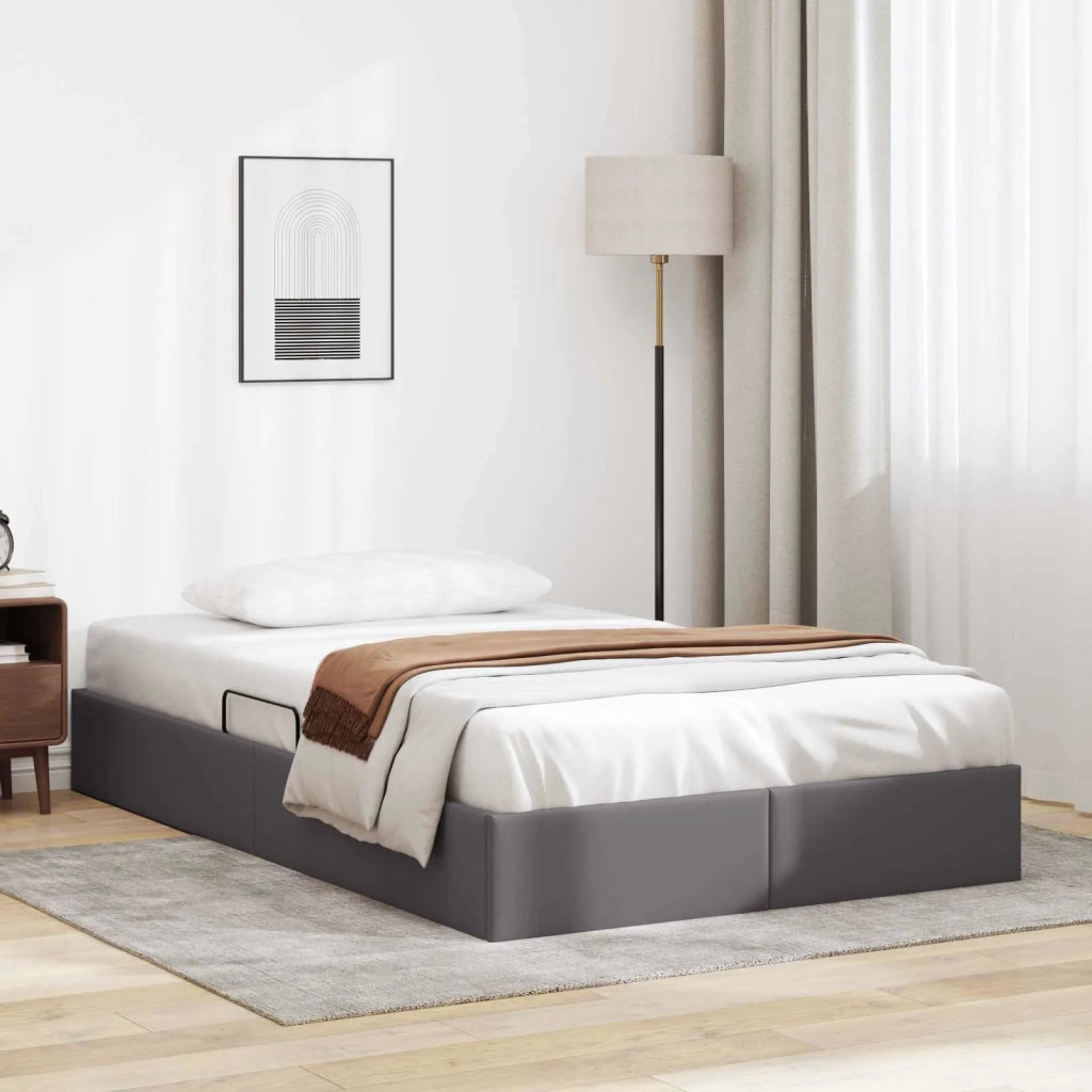 Letto ottomano Grigio 120 x 200 cm Pelle Sintetica 3442768