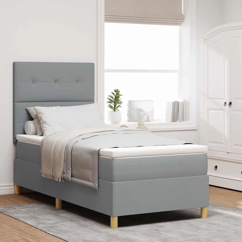 Letto a molle con materasso Grigio chiaro 80 x 200 cm Tessuto 3339574