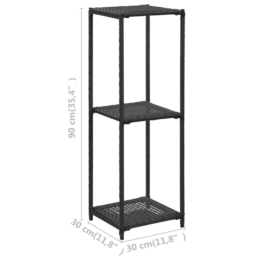 Scaffale Nero 30x30x90 cm in Polyrattan 46973
