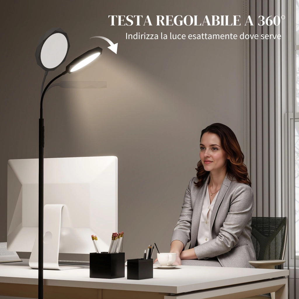 Lampada da Terra LED ¨C Xylo ¨C Telecomando, Testa Girevole, Dimmerabile, Nero
