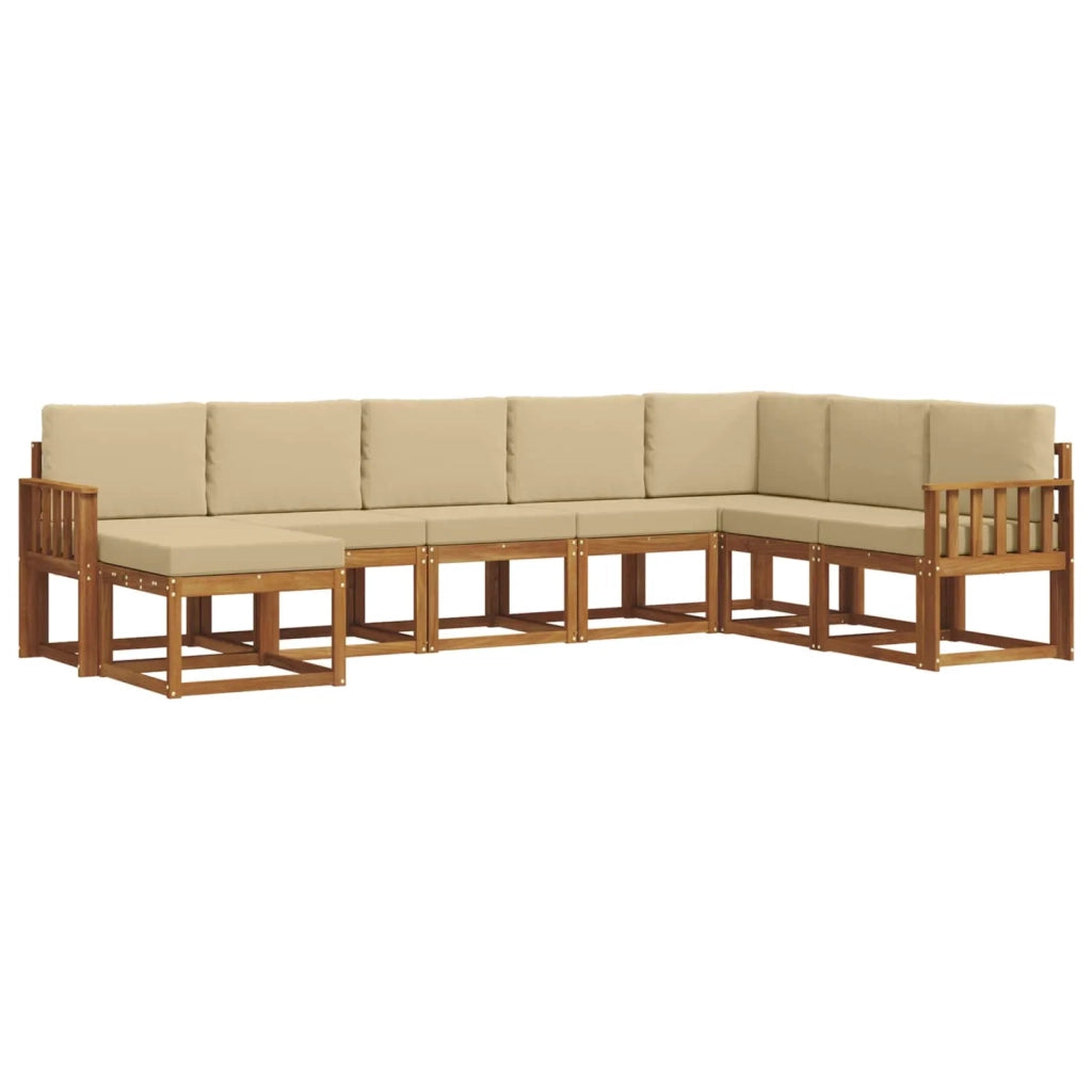 Set di divani da esterno con cuscino 8 pcs Naturale e Beige 3366811