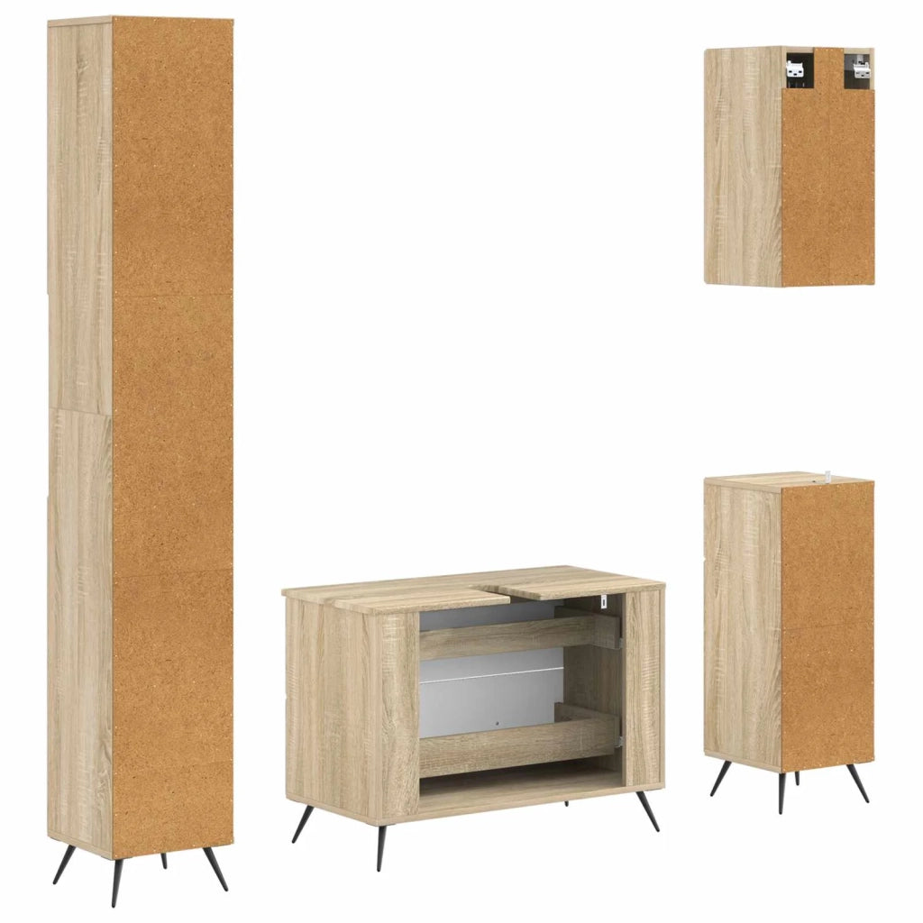 Set di Mobili da Bagno da 4 Pezzi BREDA Rovere Sonoma 3417965