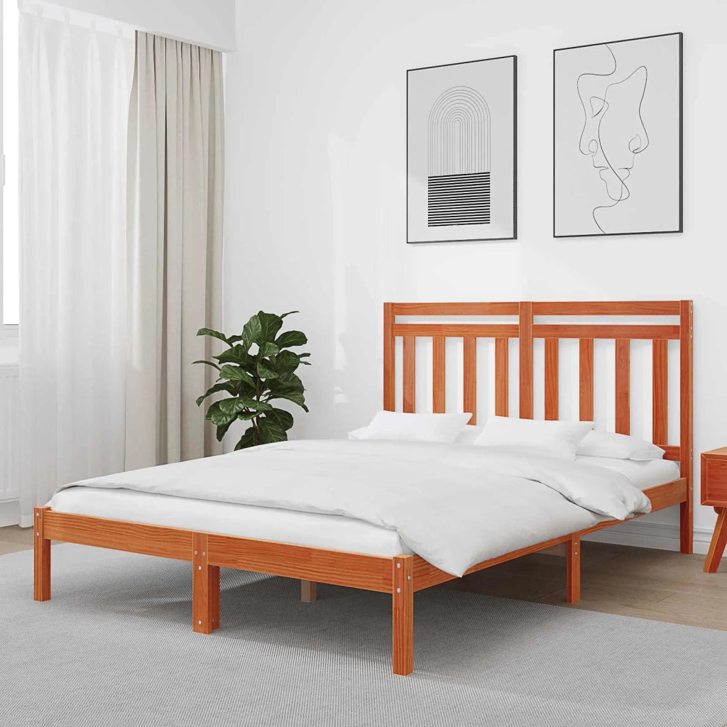 Letto matrimoniale | Letto per adulti | Struttura del letto Marrone cerato 205,5 x 155,5 x 100 cm