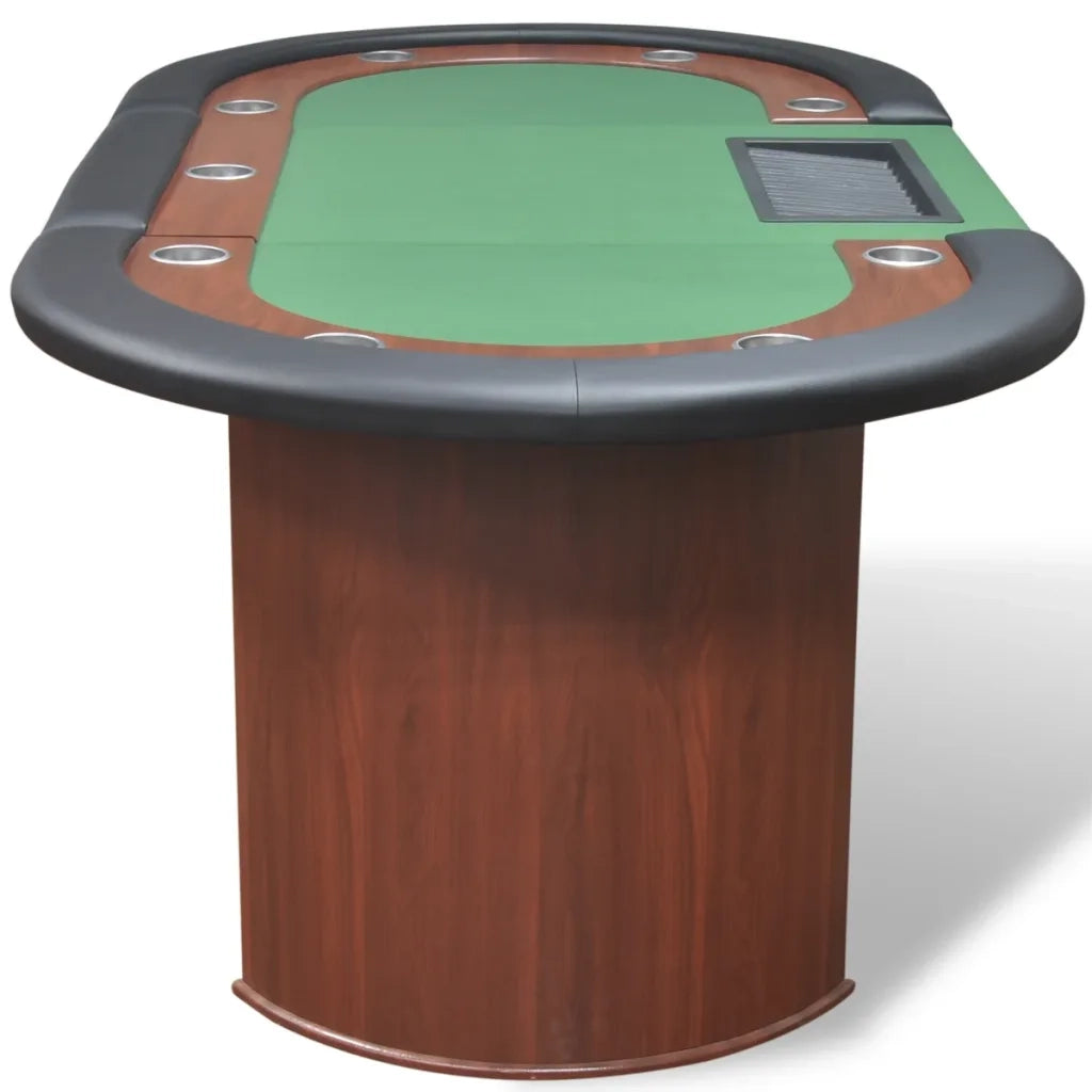 Tavolo Poker 10 Giocatori Postazione Dealer Vassoio Chip Verde 80133
