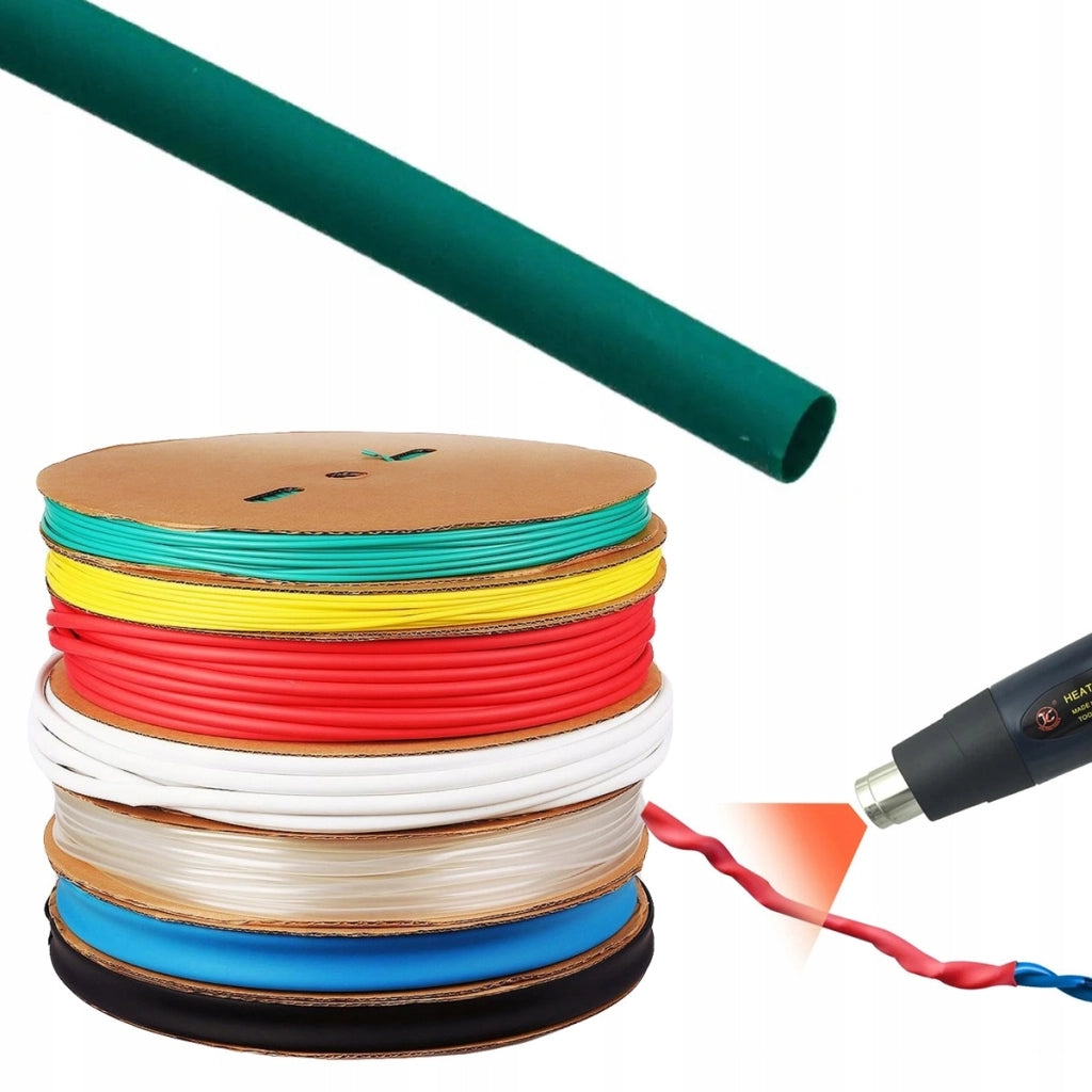 Tubo Termorestringente Verde 28mm 1m – Flessibile e Autoestinguente | Riduzione 2:1, Resistente UV, Impermeabile