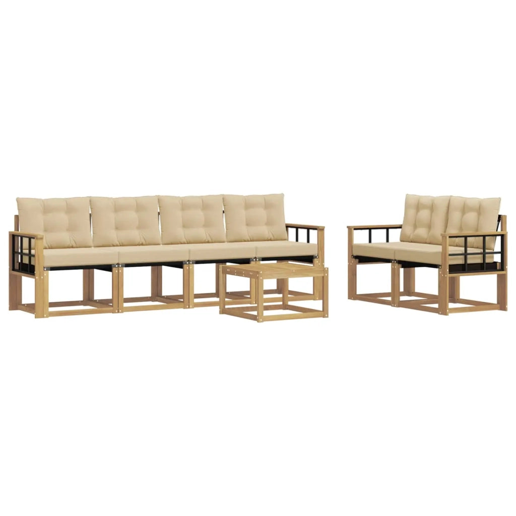 Set di divani da esterno con cuscino 7 pcs Bianco e Beige 3389243