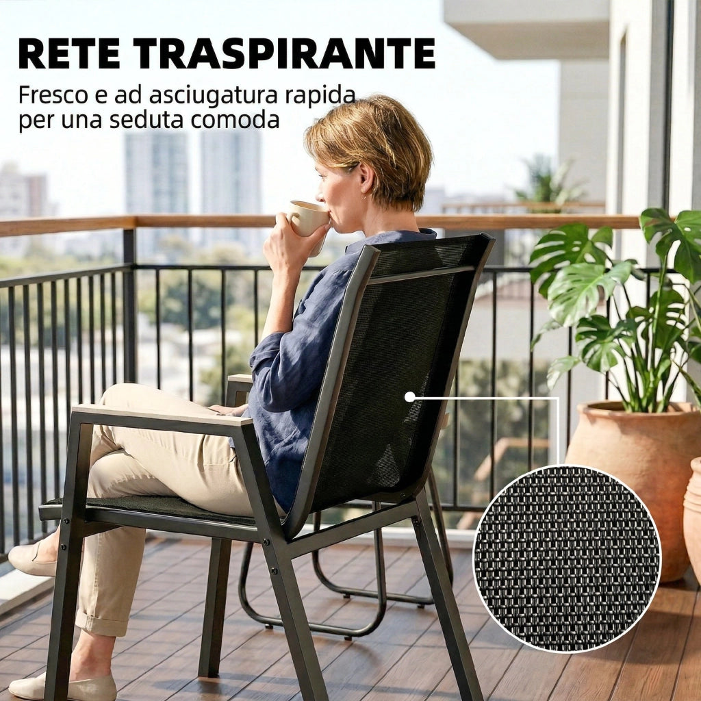 Set Bistr¨° da Esterni 3 Pezzi, Tavolino con Piedini Regolabili