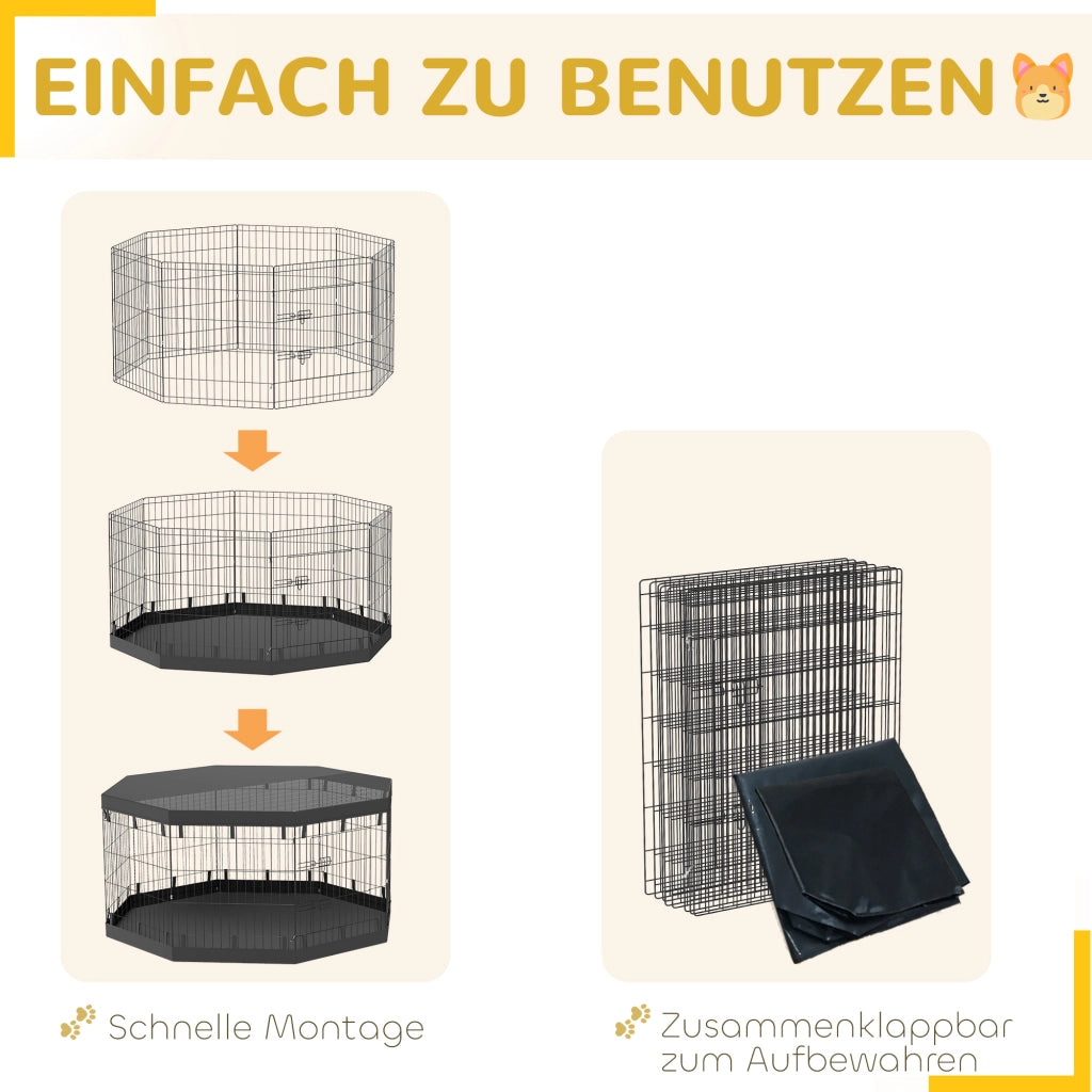 Recinto per Cani ¨C zephmum ¨C Grigio 8 Pannelli 250x100x76 cm
