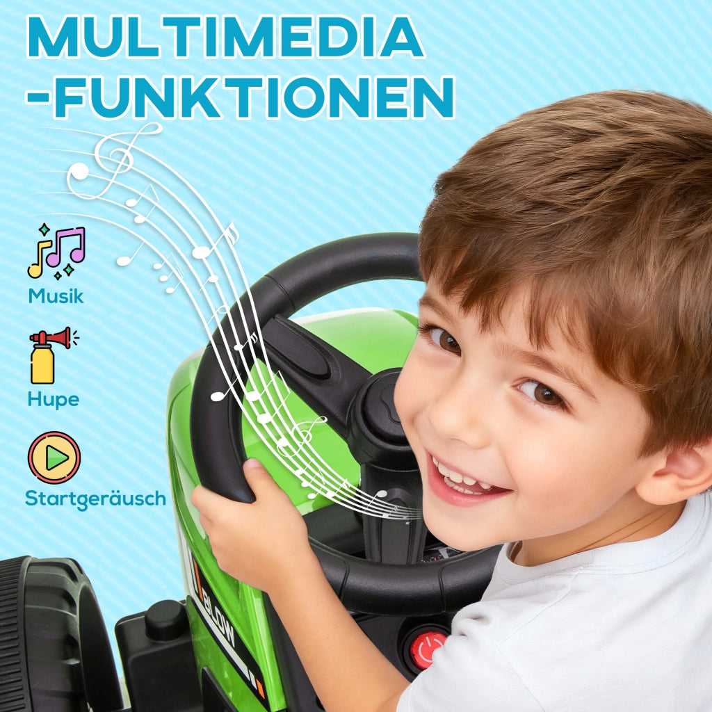 Trattore Elettrico per Bambini ¨C Xylo ¨C con Telecomando Genitori, Verde e Nero