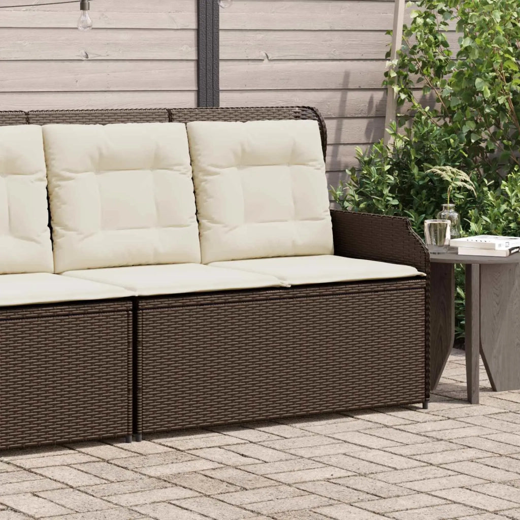 Panchina da giardino con cuscino Nero e Bianco Crema polyrattan 3394441