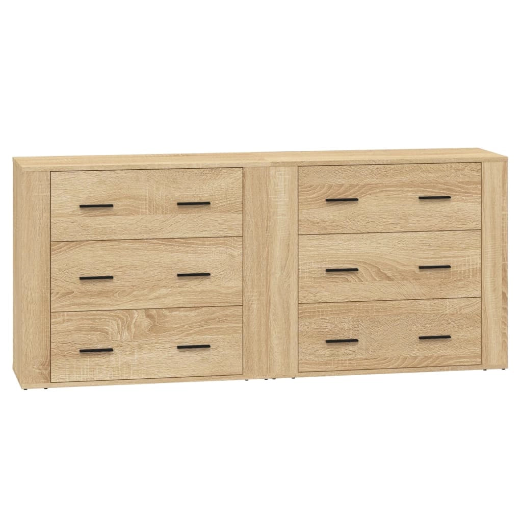 Buffet credenza cassettiera armadio mobile contenitore organizer cucina soggiorno salotti set di 2 legno ingegnerizzato Sonoma marrone 02_0036830