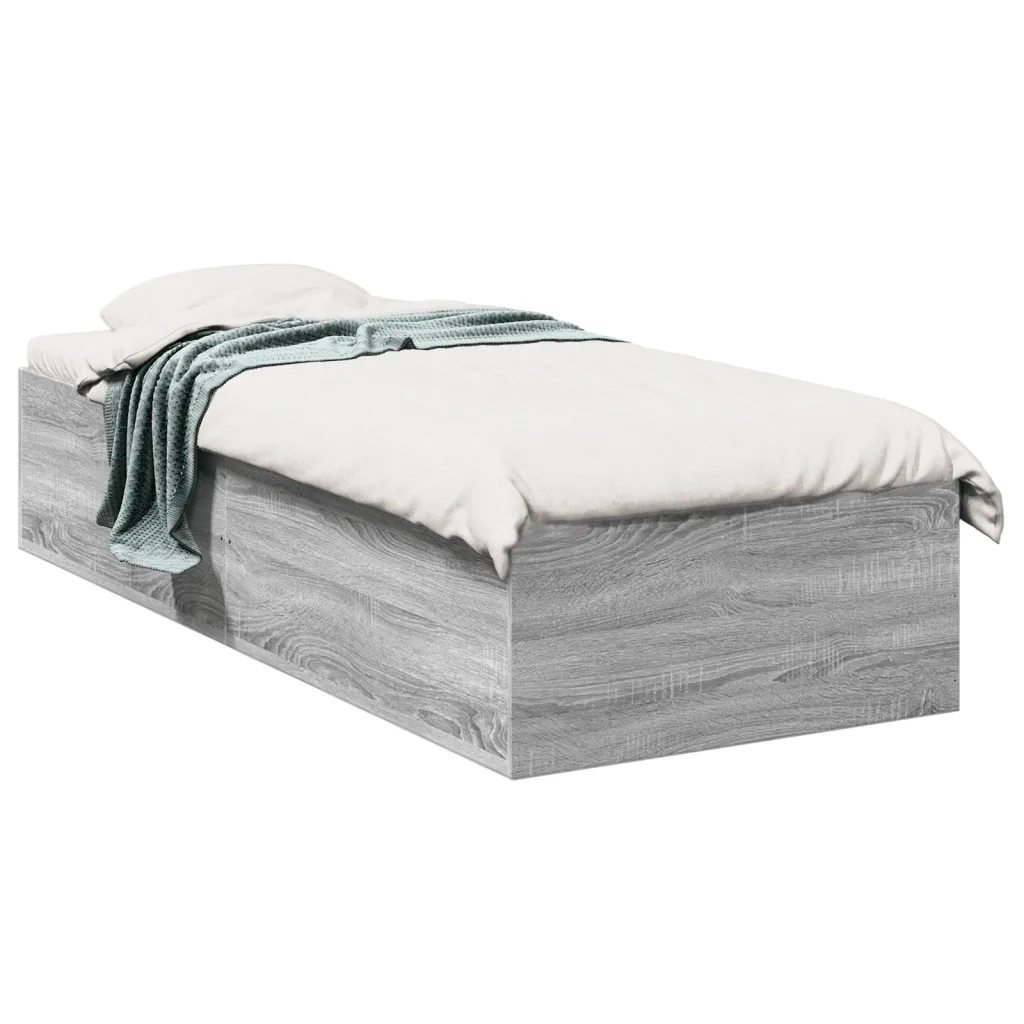 Letto singolo | Letto per adulti | Giroletto Grigio Sonoma 90x200 cm in Legno Multistrato