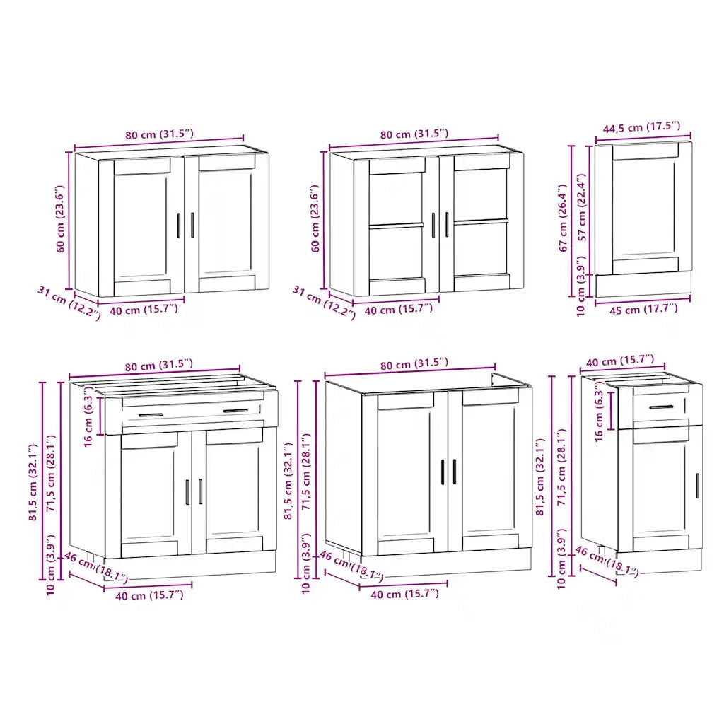 Set Mobili da Cucina 7 pz Porto Bianco Legno Multistrato 3314751