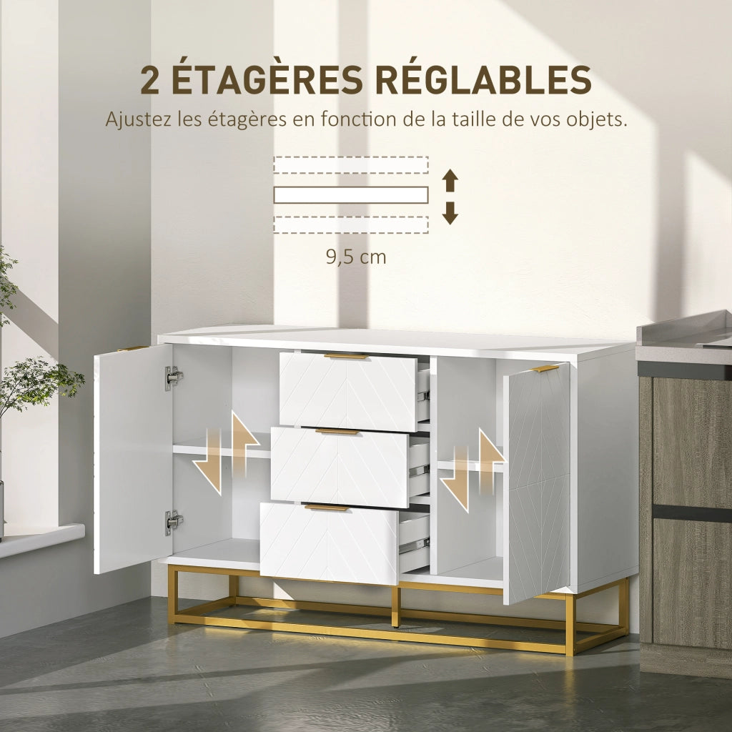 Buffet ¨C zephmum ¨C bianco metallo dorato 120x40x76 cm