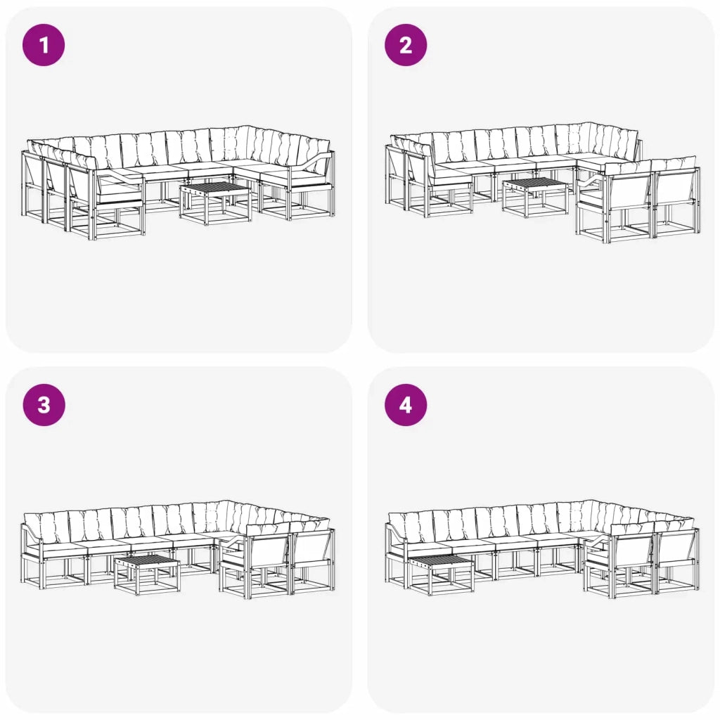 Set di divani da esterno con cuscino 10 pcs Bianco e Nero 3389894