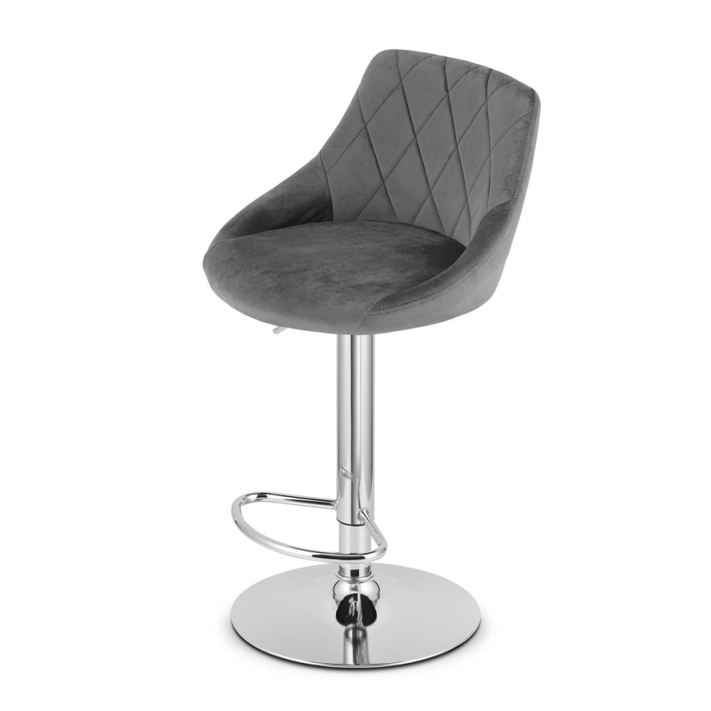 Sgabello da bar girevole OSKAR KAST velluto grigio con base cromata