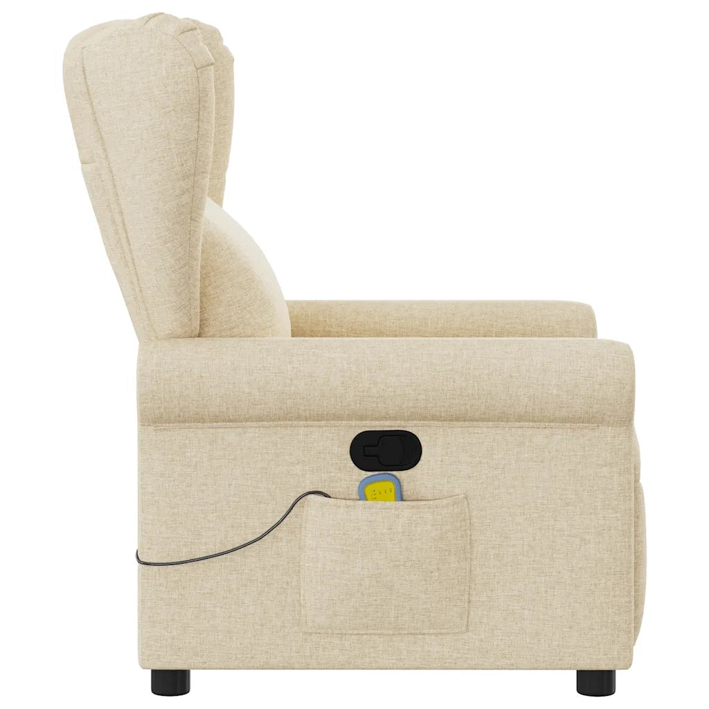 Poltrona Massaggiante Reclinabile Crema in Tessuto 4015674