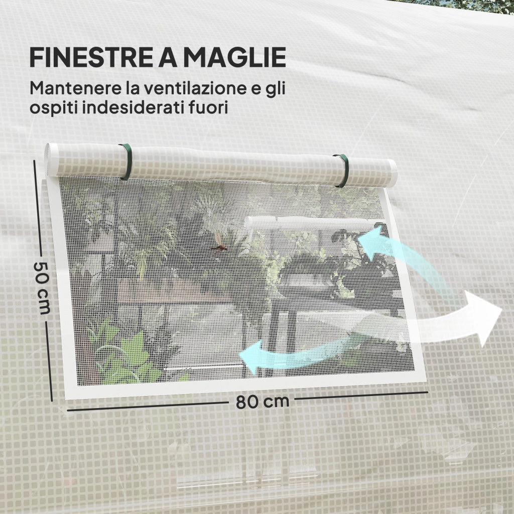 Serra da Giardino ¨C Minimal ¨C Bianco e Verde, 6x3 m, PE, Poliestere, Acciaio Zincato